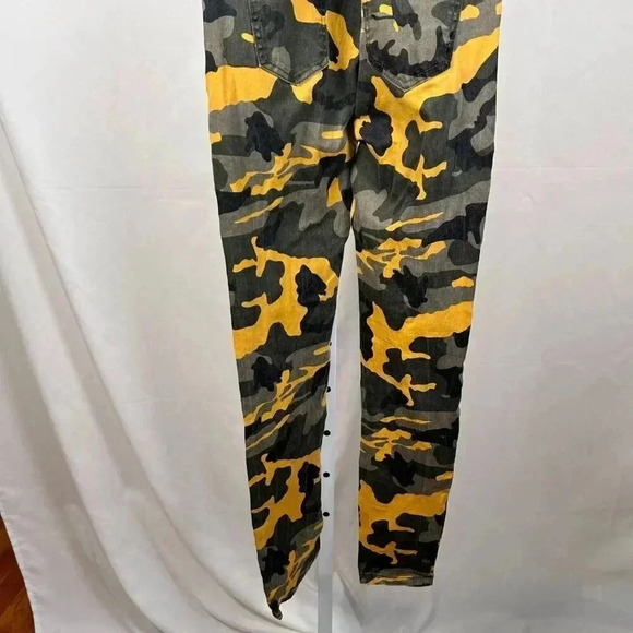 American Bazi Size Medium Bib Overalls Camouflage Streetwear Jumpsuit Yellow Gra - Picture 8 of 13